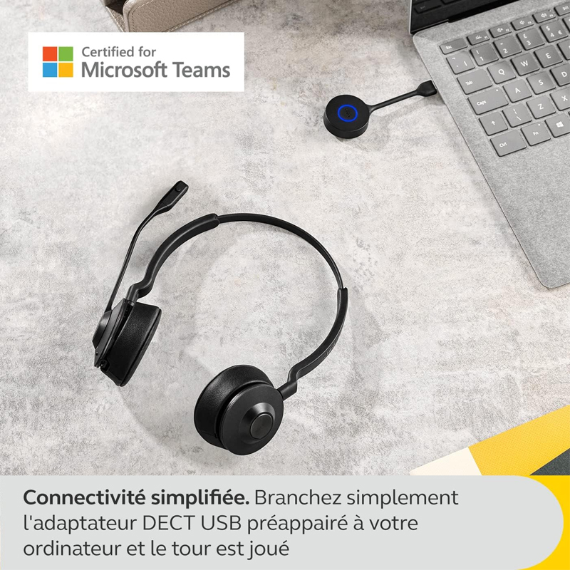 Micro Casque Sans Fil JABRA ENGAGE 55 MS USB-A Avec Support - Noir   - Image 6