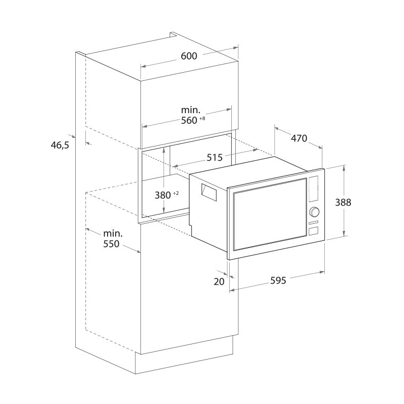 Micro-Onde Encastrable FOCUS F23B 20 L - Noir - Image 2