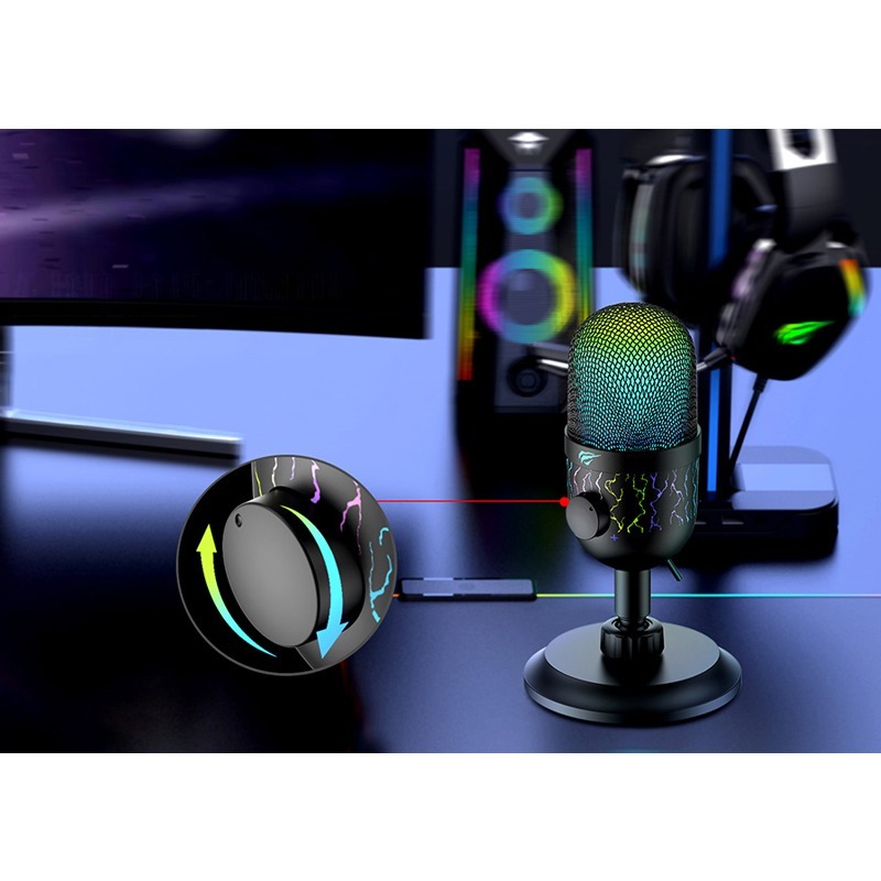 Microphone Gamer Filaire HAVIT GK52 Cardioïde RGB - Noir - Image 2