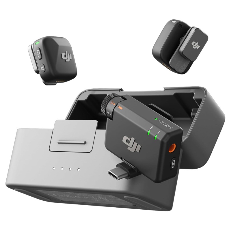 Microphone sans fil DJI Micro Cravate 2TX +1RX + Etui De Chargement - Noir