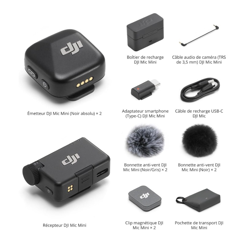 Microphone sans fil DJI Micro Cravate 2TX +1RX + Etui De Chargement - Noir - Image 2