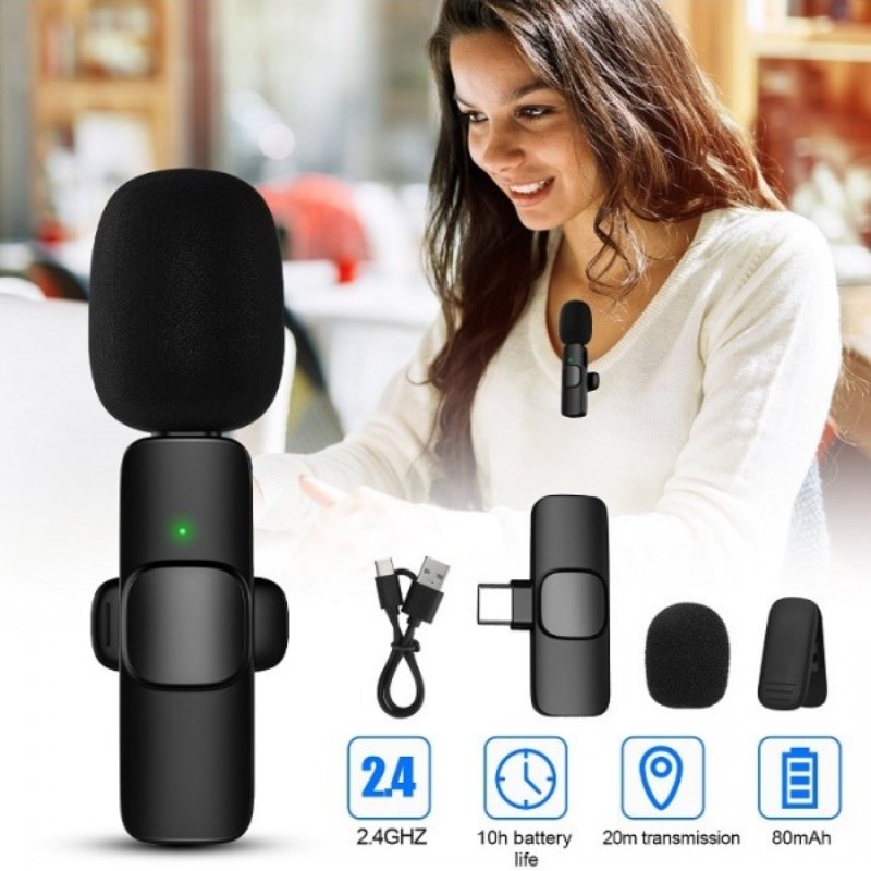 Microphone Sans Fil K9 Compatible Avec Type-C et iPhone