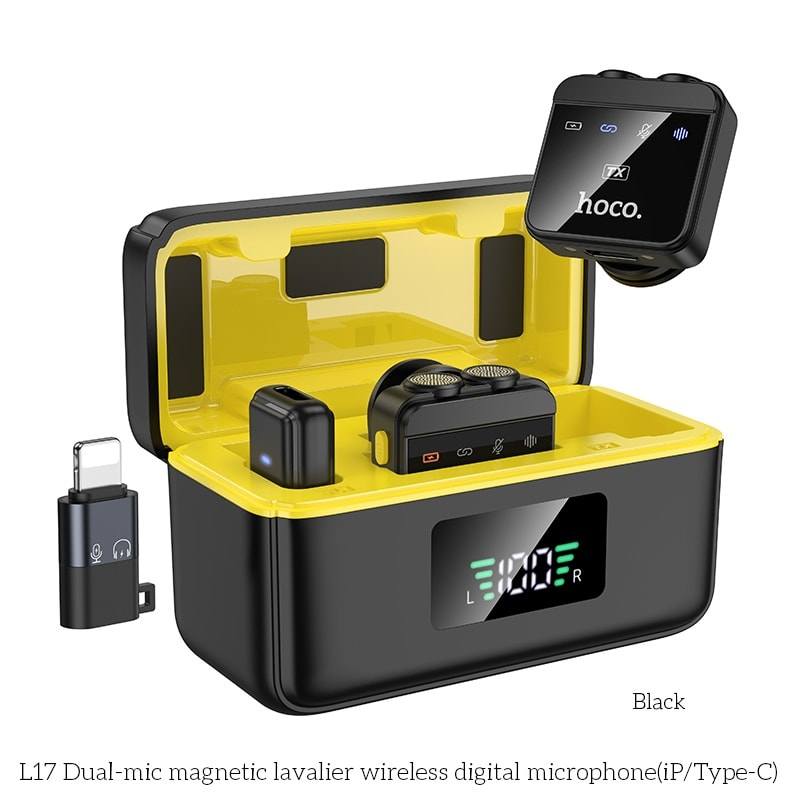 Microphones sans fil HOCO L17 avec récepteur Type-C et iPhone