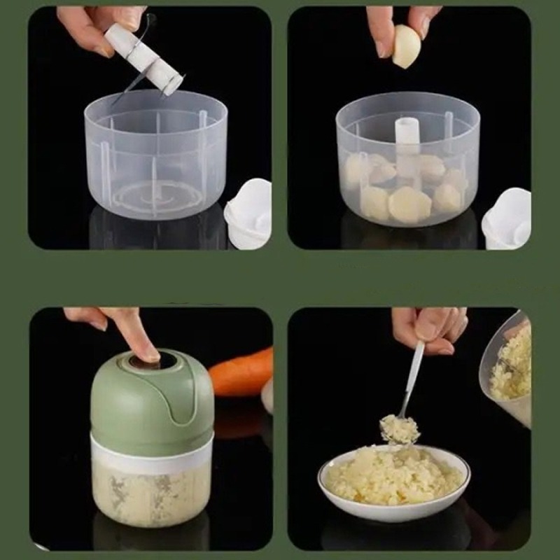 Mini Hachoir Électrique Rechargeable 250ml - Vert - Image 3