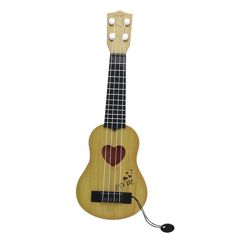 Mini guitare ukulélé pour enfants avec motif de cœur - Beige