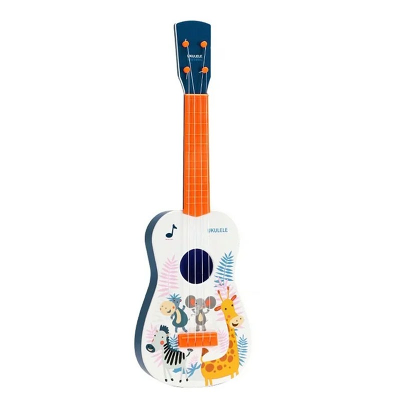 Mini guitare ukulélé pour enfants animaux de savane - Orange