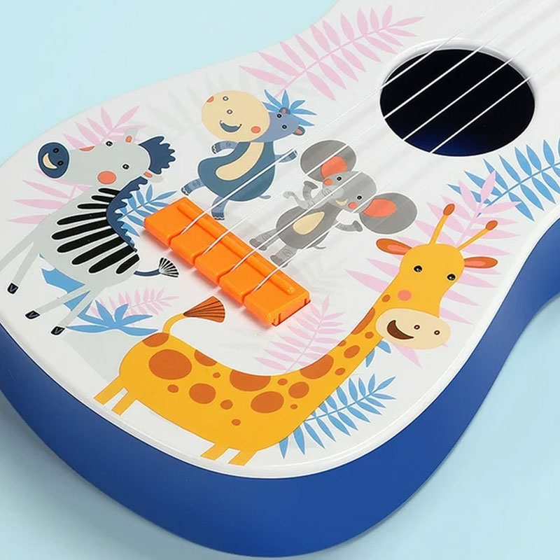 Mini guitare ukulélé pour enfants animaux de savane - Orange - Image 2