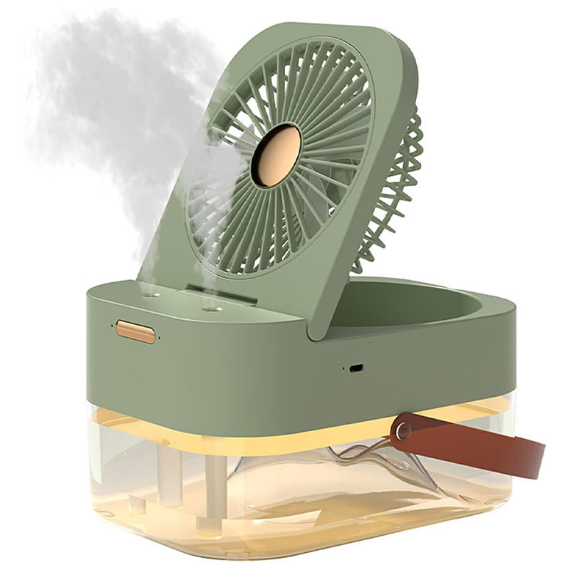 Mini Ventilateur Humidificateur Rechargeable Dual Spray - Vert