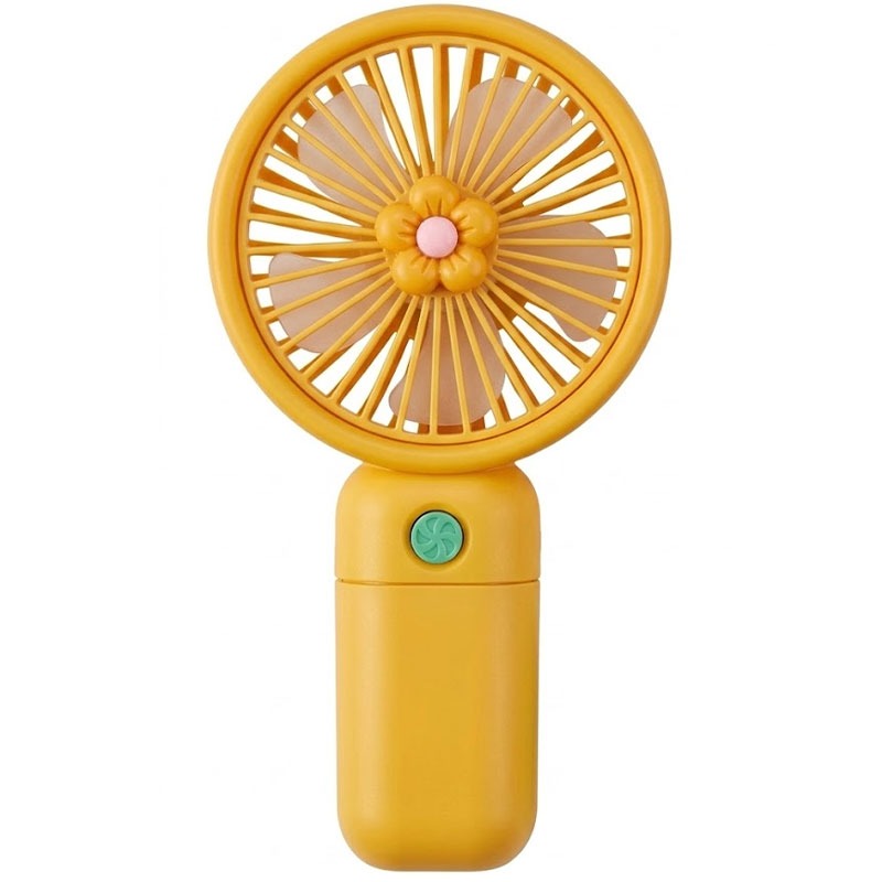 Mini Ventilateur à Main Rechargeable Support Fleur - Jaune