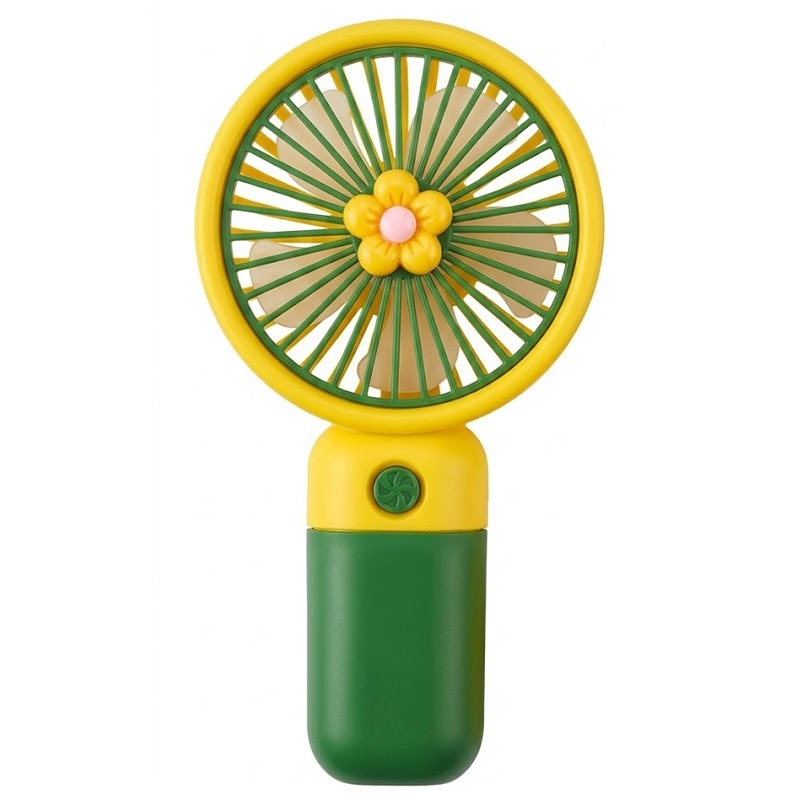 Mini Ventilateur à Main Rechargeable Support Fleur - Vert Foncé