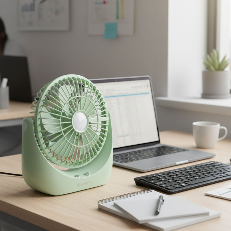 Mini Ventilateur de bureau Rechargeable JY-1881 - Blanc - Image 2