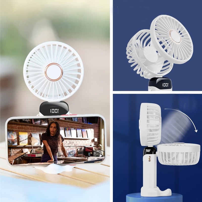 Mini Ventilateur Portatif Rechargeable LED - Blanc - Image 2