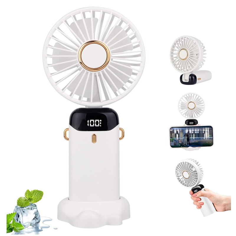 Mini Ventilateur Portatif Rechargeable LED - Blanc