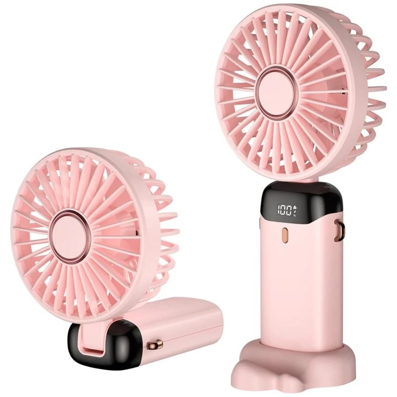 Mini Ventilateur Portatif Rechargeable LED - Rose