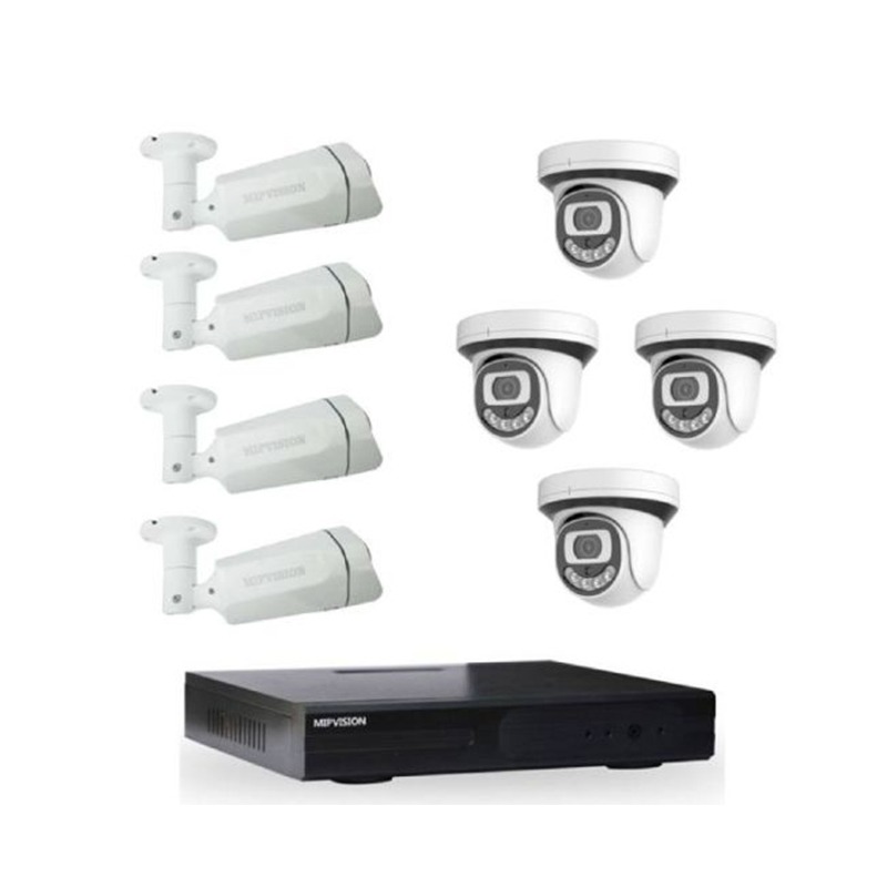 Kit de Surveillance MIPVISION XDVR 4 Caméras DOME Internes + 4 Caméras Externes  5MP
