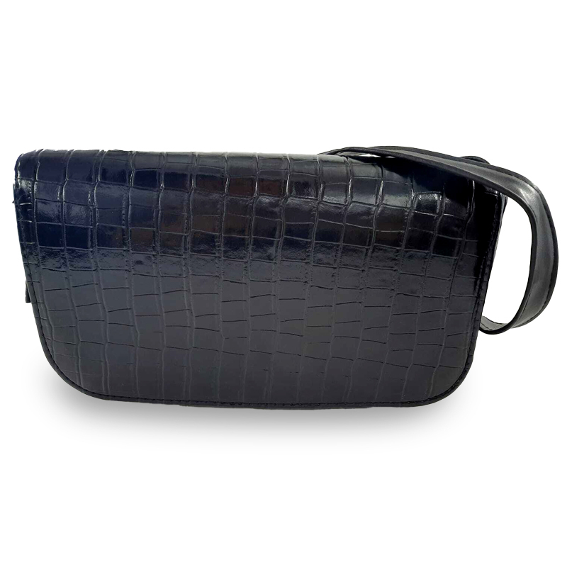 Sac Bandoulière MODALINE Croco Vernis - Noir