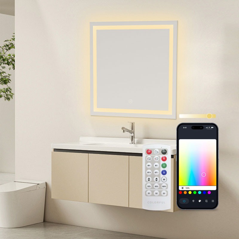 Miroir intelligent KSIX Aqua, antibuée 70x70cm, haut-parleur intégré - Image 2