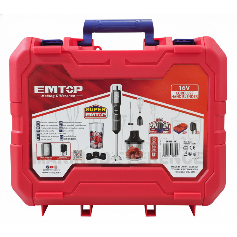 Mixeur Plongeant Sans Fil EMTOP EFN056K 5en1 100W - Noir - Image 2