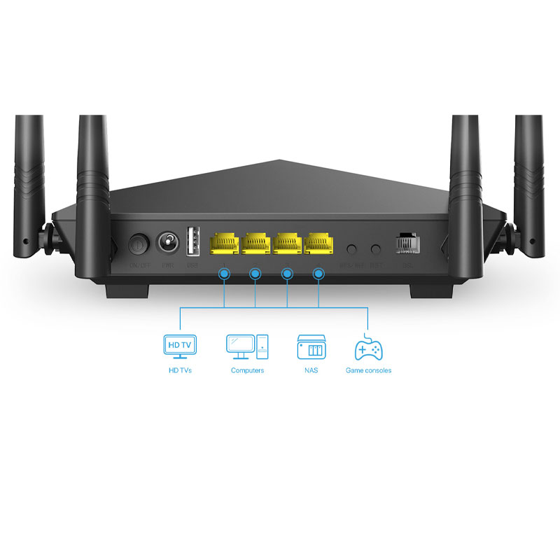 Modem-routeur TENDA V12 AC1200 Dualband Wi-Fi Gigabit  VDSL/ADSL - Noir(V12) - Image 2