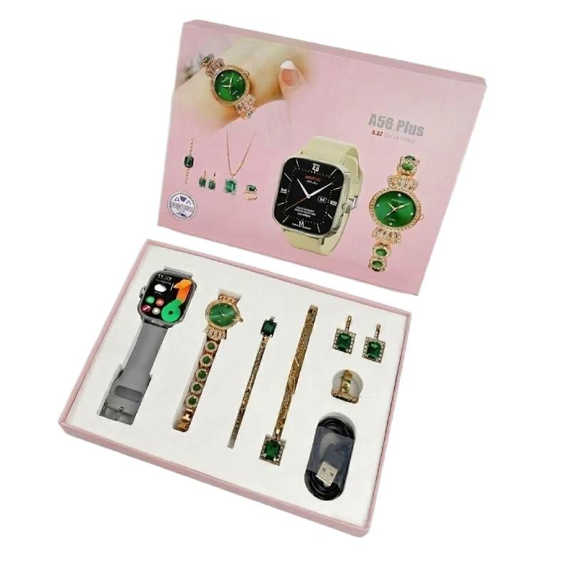 Montre Connectée SMARTBARRY A56 Plus + 5 Bijoux - Silver