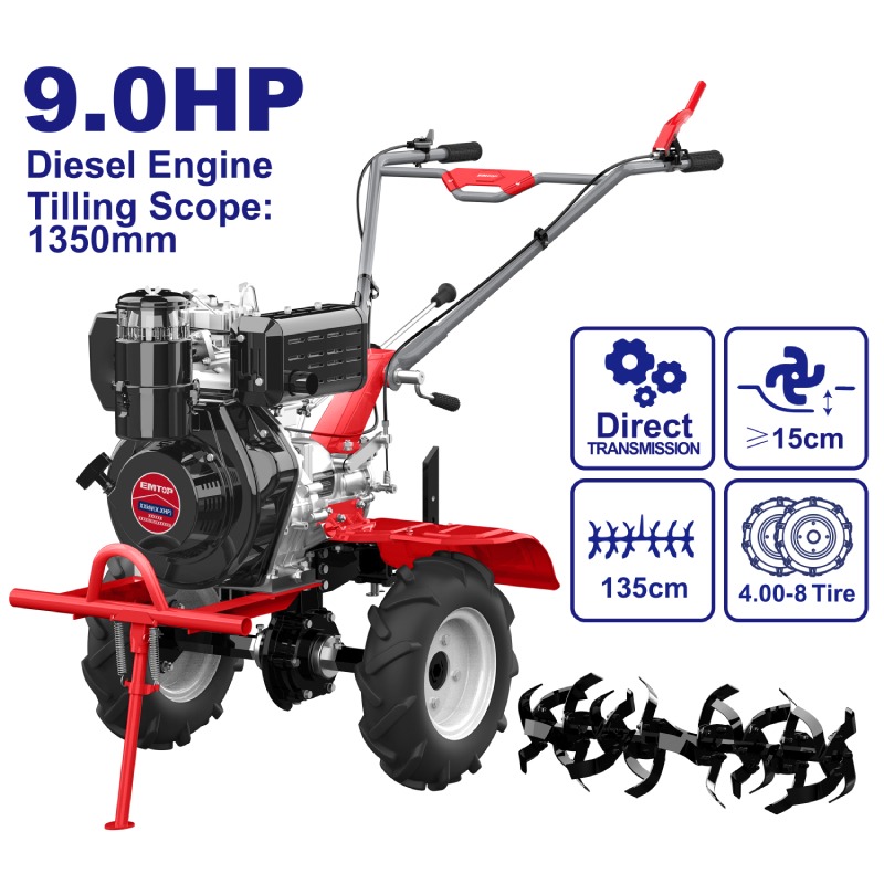 Motobineuse diesel 9cv EMTOP ETLR1353