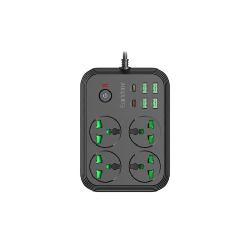 Multiprise EARLDOM SC25 4 Prises + 4 USB + 2 USB-C - Noir