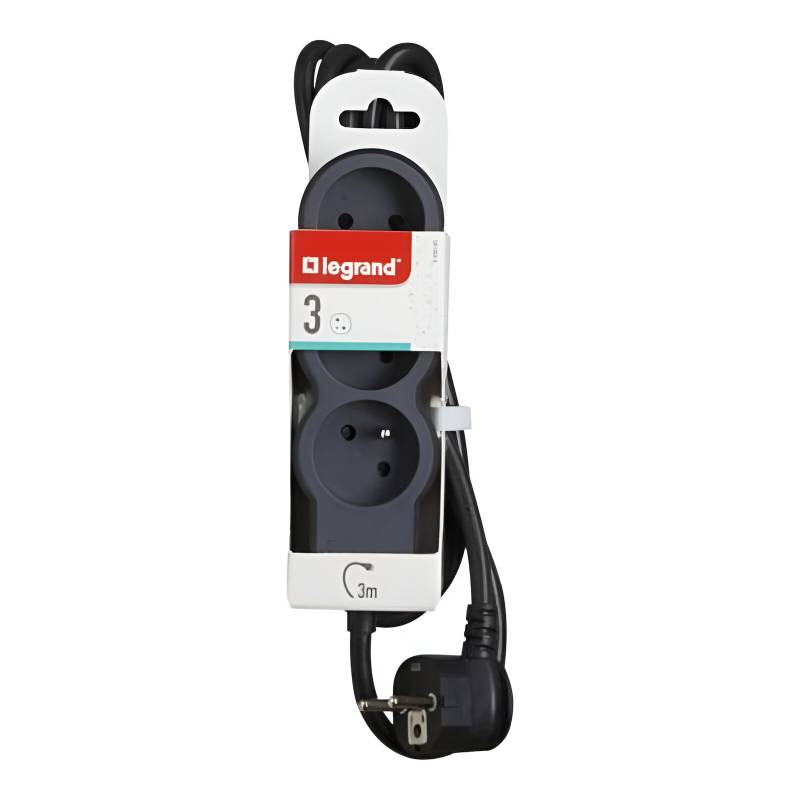 Multiprise LEGRAND 3*2P+T 16A 3M - Noir et Gris foncé - Image 3