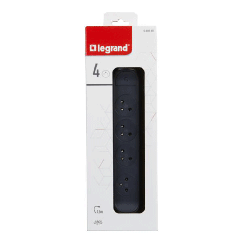 Multiprise LEGRAND 4X2P+T 1.5M - Noir - Image 2