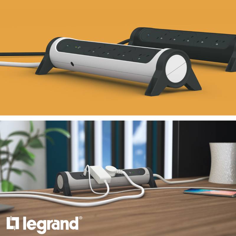 Multiprise LEGRAND 4X2P+T 1,5M - Blanc et Gris Foncé - Image 3
