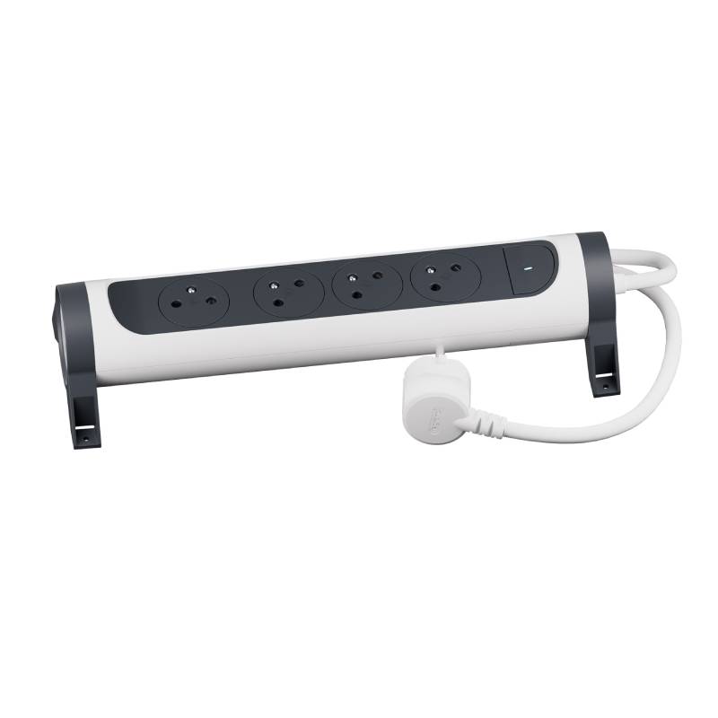 Multiprise LEGRAND 4X2P+T 1,5M - Blanc et Gris Foncé - Image 4
