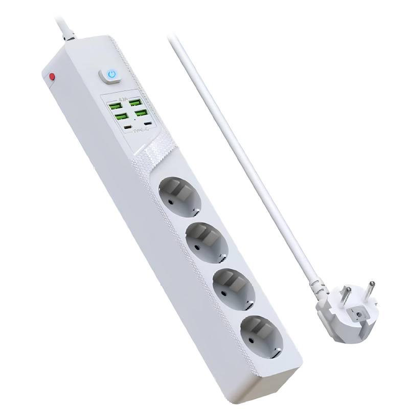 Multiprises 4 prises 2C+ 4USB BKL-03 - Blanc