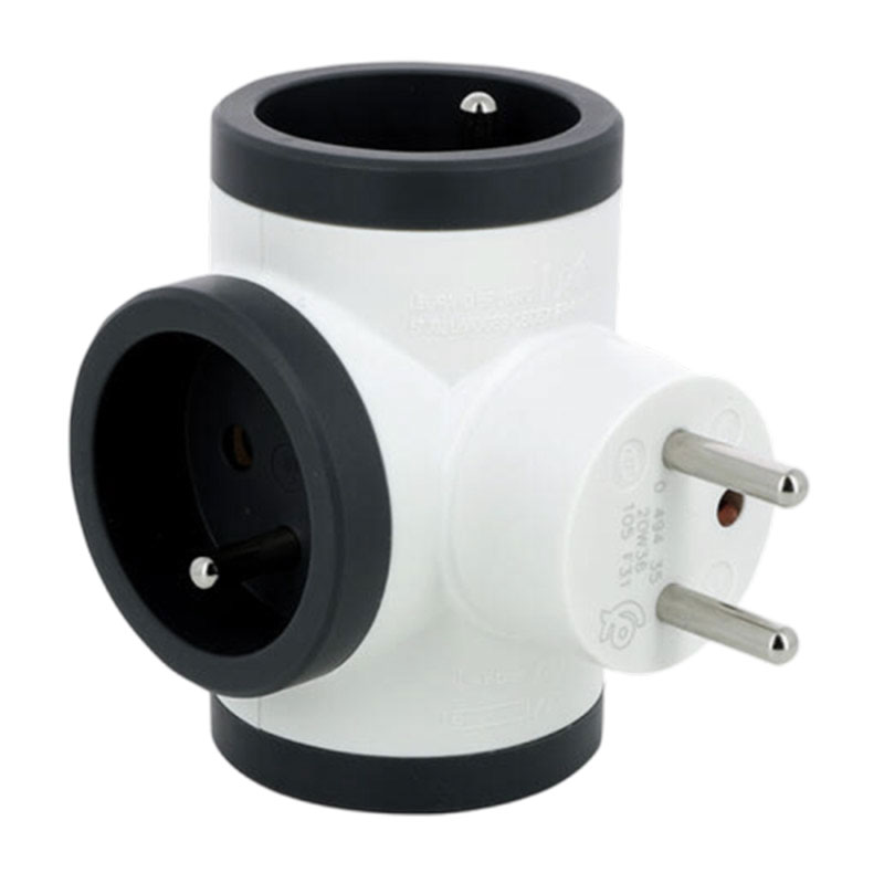 Multiprises LEGRAND 3 Prises 2P+T 16A 230V Avec Sorties Latérales - Blanc & Gris foncé - Image 3