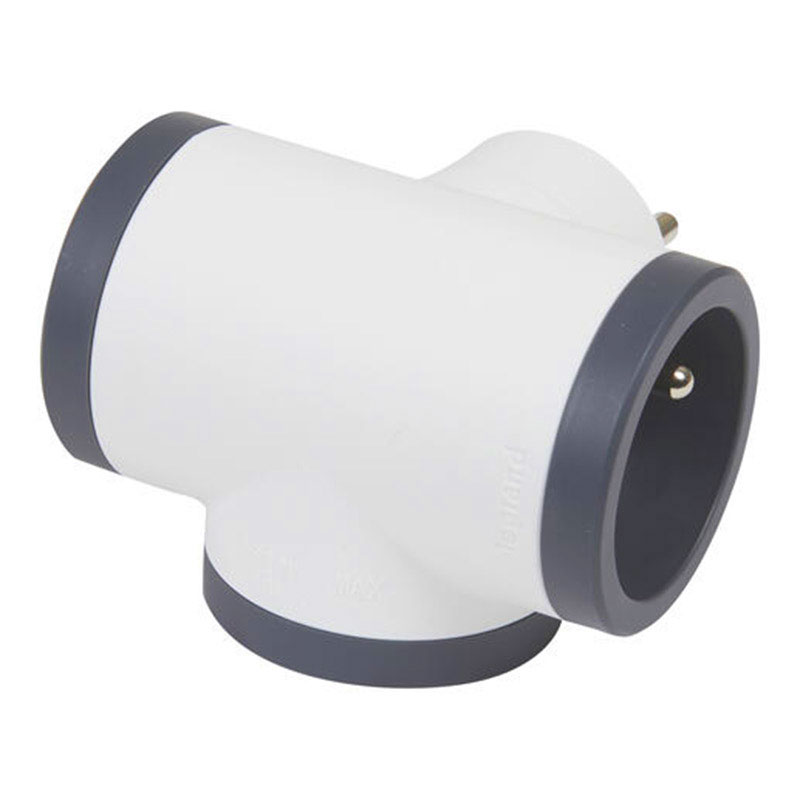 Multiprises LEGRAND 3 Prises 2P+T 16A 230V Avec Sorties Latérales - Blanc & Gris foncé - Image 2
