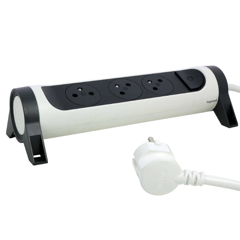 Multiprises LEGRAND 3 Prises 2P+T - Blanc et Gris Foncé - Image 2