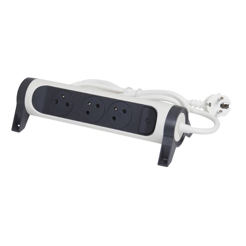 Multiprises LEGRAND 3 Prises 2P+T - Blanc et Gris Foncé - Image 3