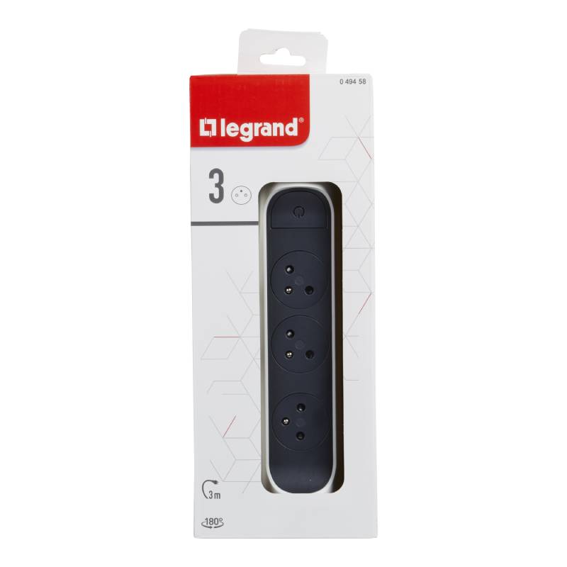Multiprises LEGRAND 3 Prises 2P+T - Blanc et Gris Foncé - Image 4