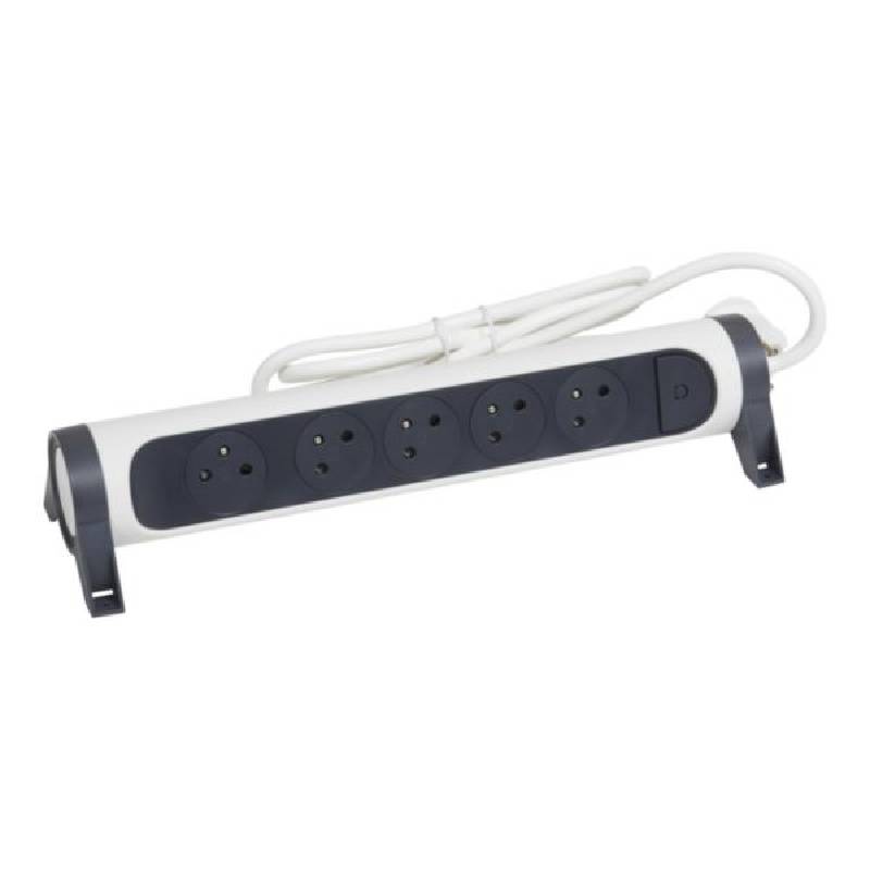 Multiprises LEGRAND 5X2P+T 3M - Blanc et Gris Foncé
