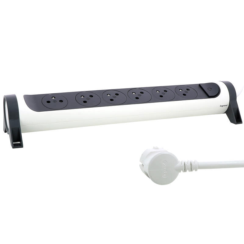 Multiprises LEGRAND 6 Ports 3M - Blanc et Gris foncée - Image 2