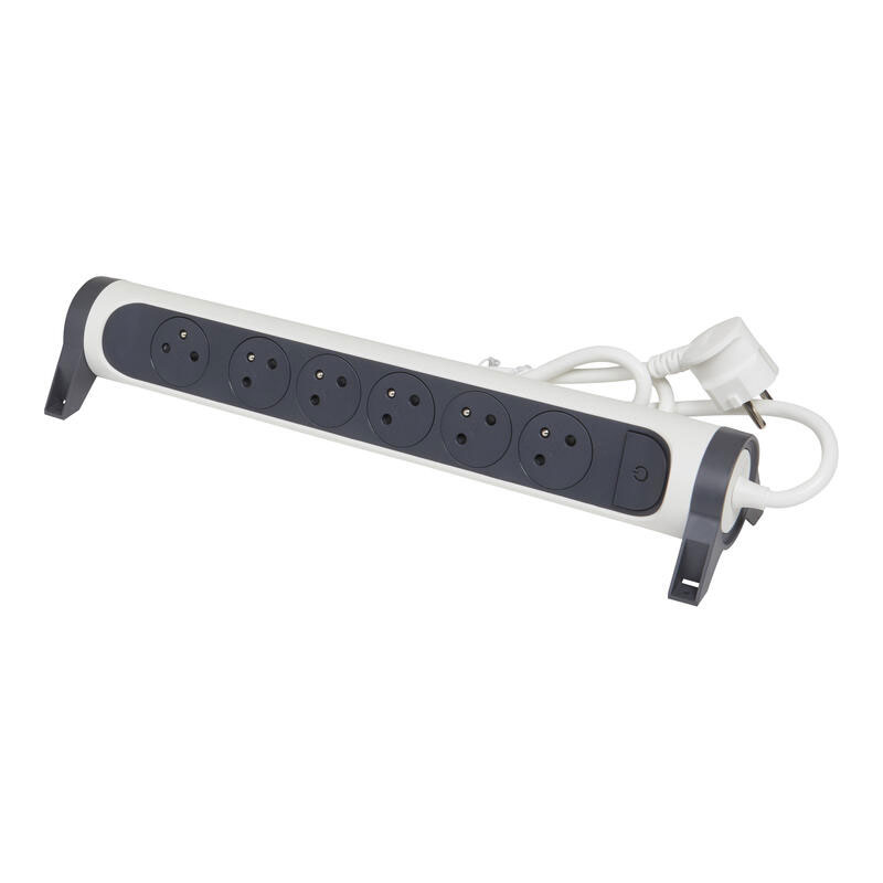 Multiprises LEGRAND 6 Ports 3M - Blanc et Gris foncée