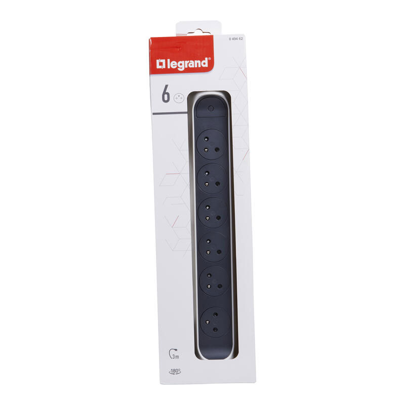 Multiprises LEGRAND 6 Ports 3M - Blanc et Gris foncée - Image 3