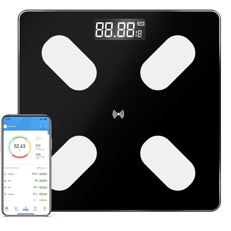  Pèse Personne Impédancemètre Connecté Slim 180 Kg - Noir