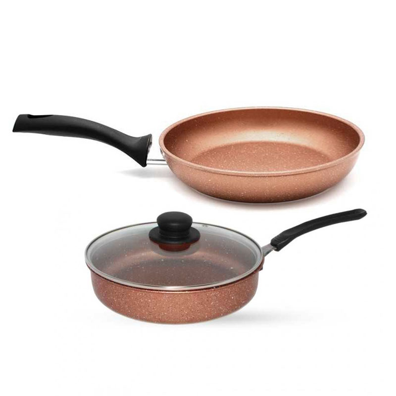 Pack El Gusto By COOK'ART De 3 Pièces Poêle + Sauteuse Avec Couvercle - Bronze