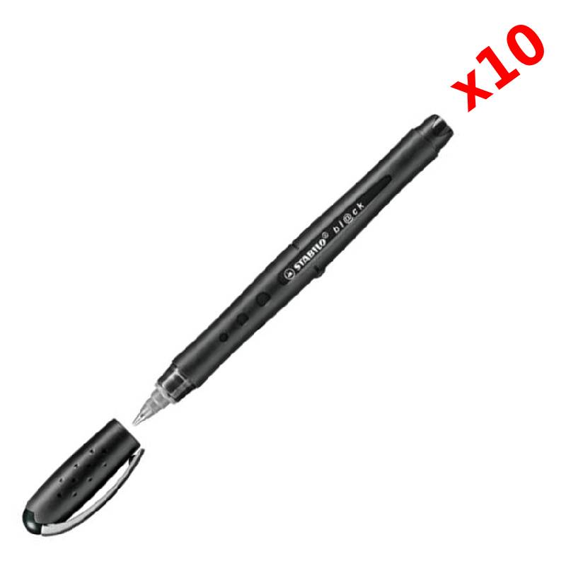 Pack de 10 Stylos Roller STABILO bl@ck Fine 0.5 mm - Noir
