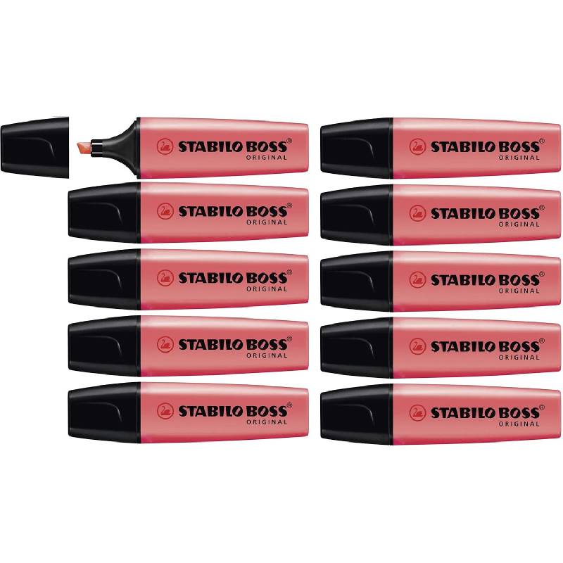 Pack de 10 Surligneurs STABILO BOSS Original - Rouge