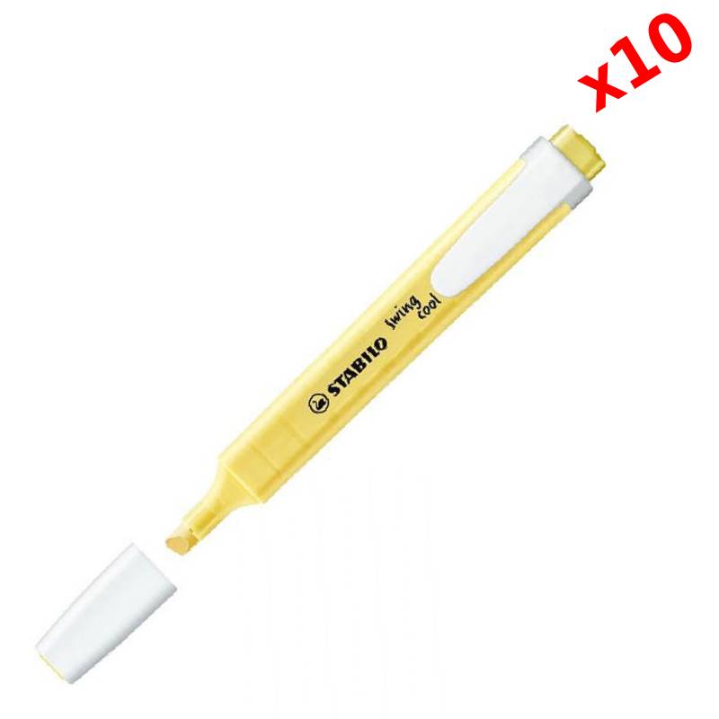 Pack de 10 Surligneurs STABILO Swing Cool Pastel - Jaune