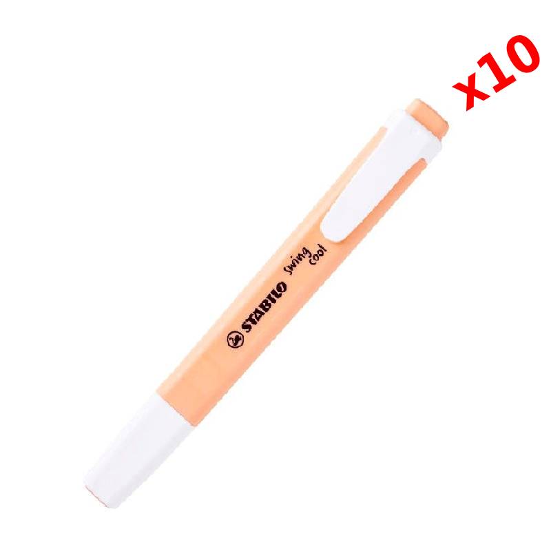 Pack de 10 Surligneurs STABILO Swing Cool Pastel - Pêche Crémeuse