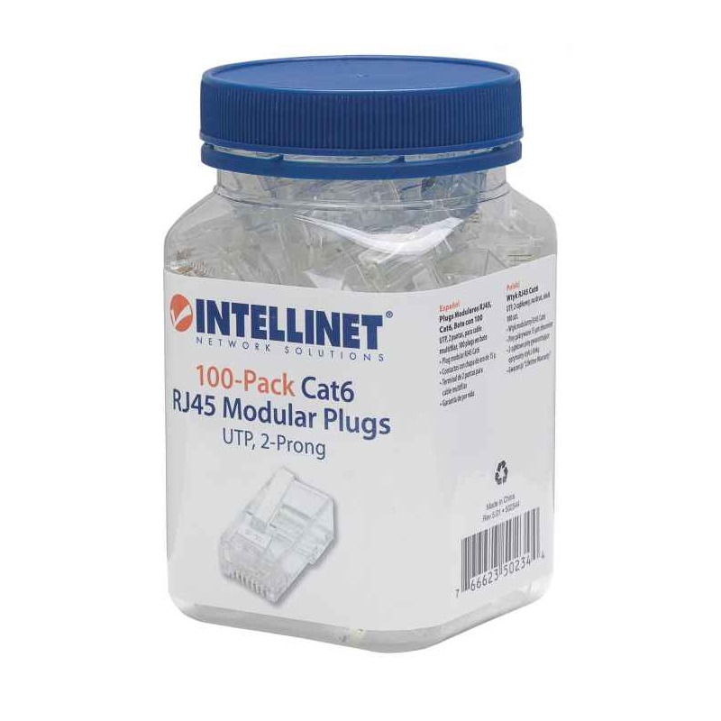 Pack de 100 Connecteurs modulaire INTELLINET RJ45 UTP Cat6 - Transparent - Image 2