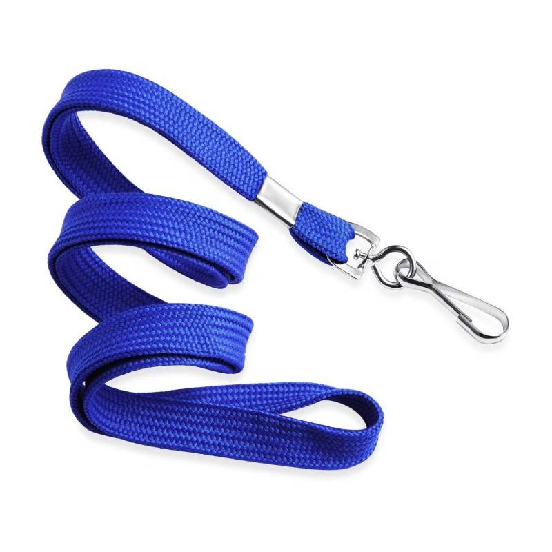 pack de 100 Cordons Badge 10mm/90cm A Mousqueton Métal Bleu