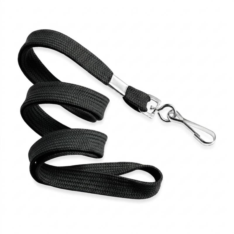 pack de 100 Cordons Badge 10mm/90cm A Mousqueton Métal Noir