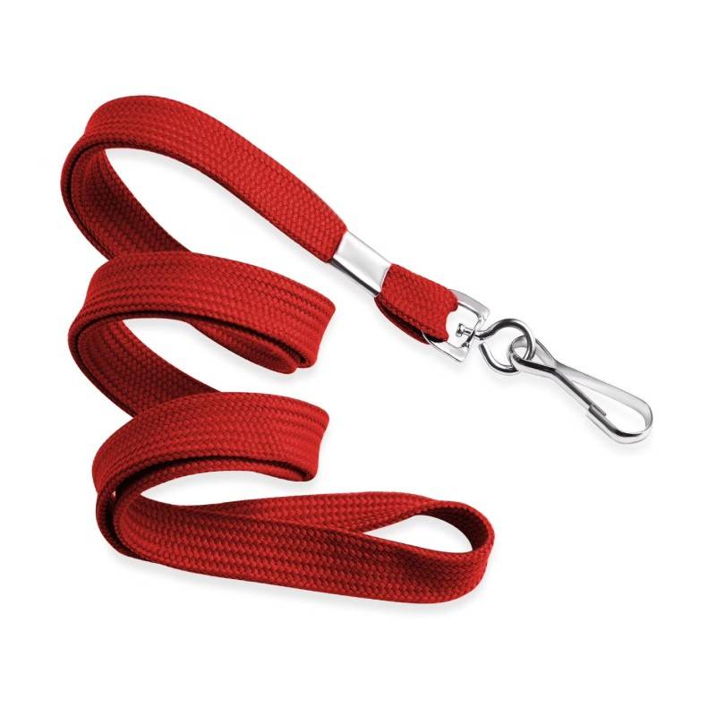 pack de 100 Cordons Badge 10mm/90cm A Mousqueton Métal Rouge